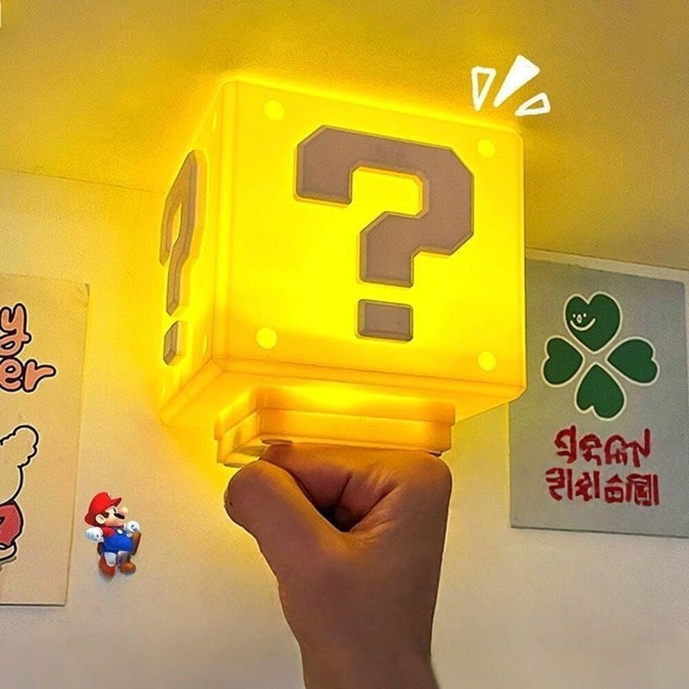 Mario Question Block Night Light,Tap Activated with Game Sound Effects Kids Gift